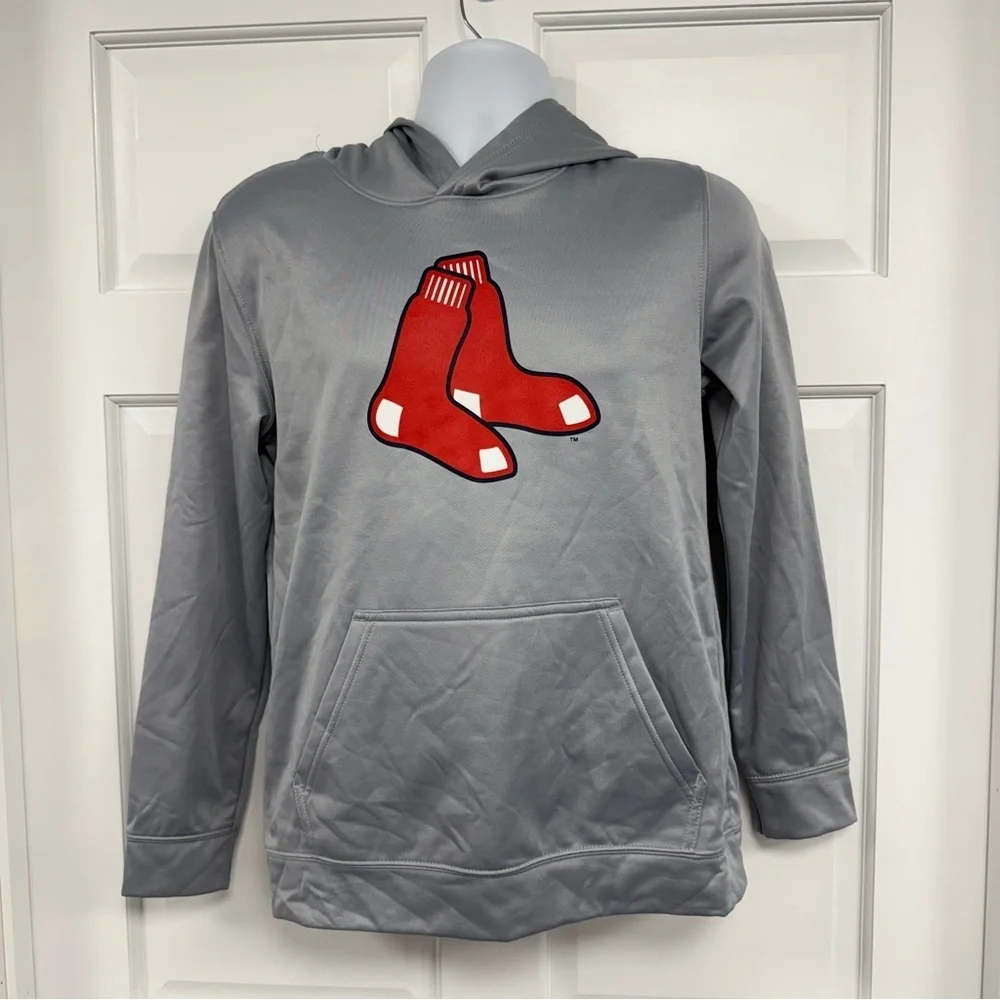 NWT Boston Red Sox Hoodie Youth L 14/16 Performance Sweatshirt Gray MLB Apparel